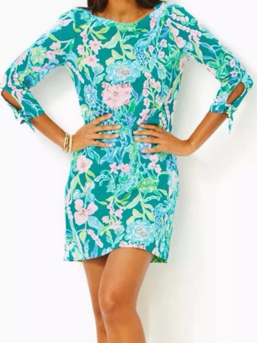 Lilly Pulitzer Lidia 3/4 Sleeve Floral Print Shift Dress